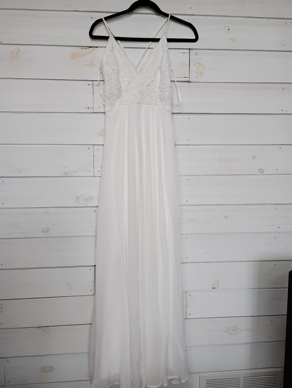 Lulus White Lace Bodice Spaghetti Strap Maxi Dress